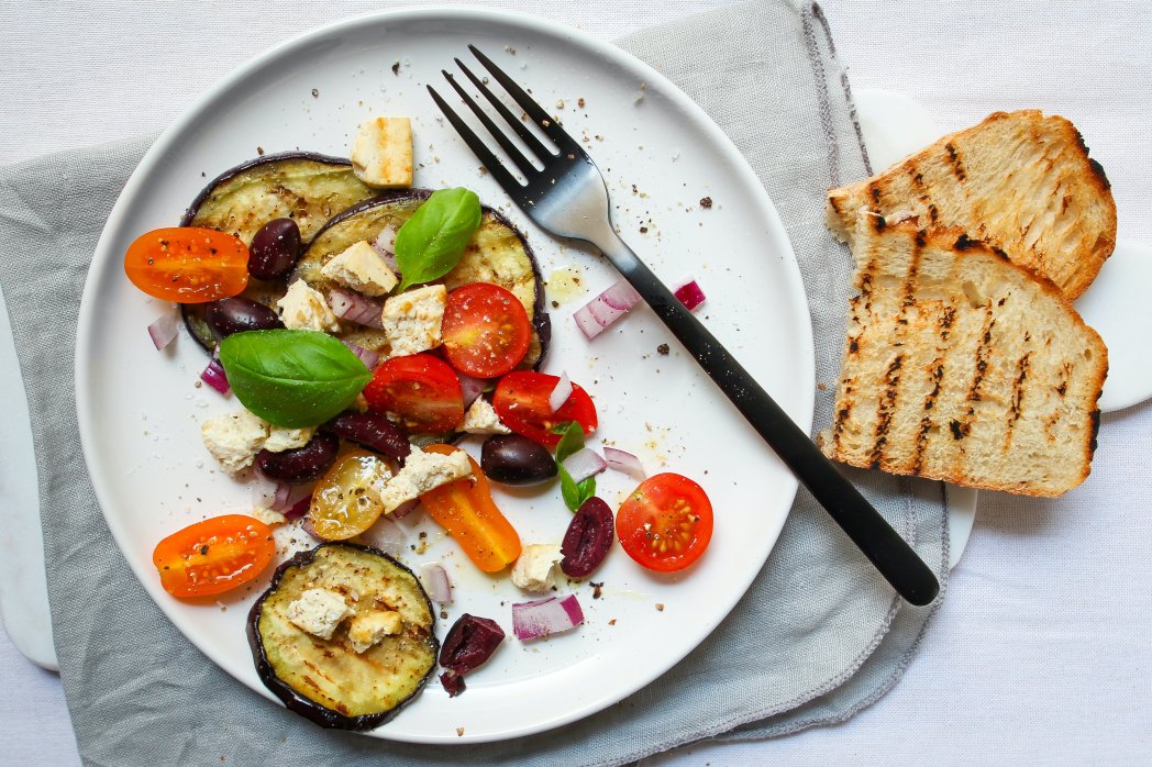 Grilled eggplant with feta cheese