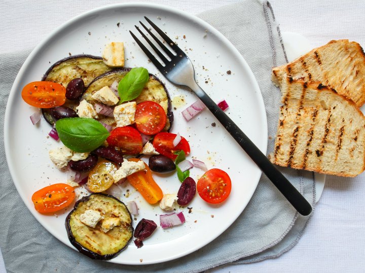 Grilled eggplant with feta cheese
